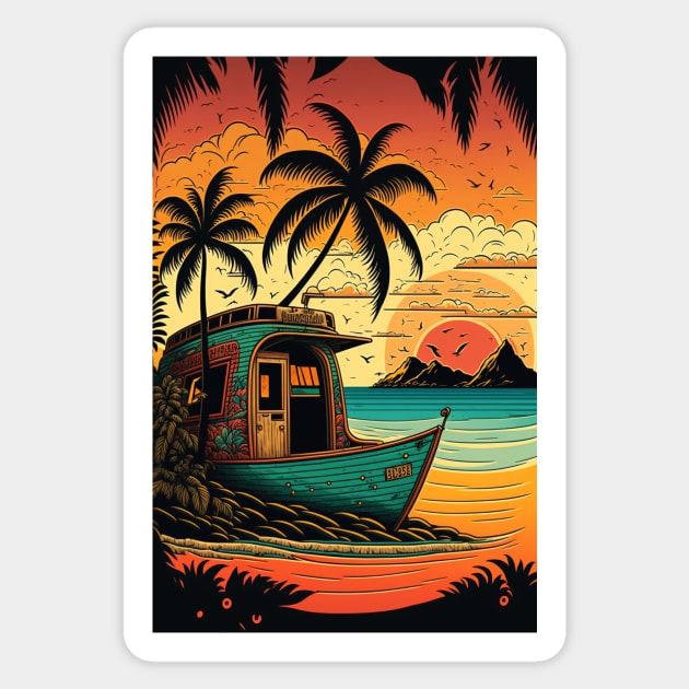 Escape to Fiji's Coral Reef Beach Cabanas Sticker by styleandlife